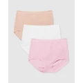 B Free Intimate Apparel - Seamless Cotton Full Briefs 3 Pack - Briefs (Nude, White & Pink) Seamless Cotton Full Briefs - 3 Pack