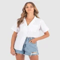 CAMIXA - REVERE Open Collar Short Sleeve Linen shirt - Casual shirts (White) REVERE Open Collar Short Sleeve Linen shirt