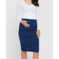 Bamboo Body - Ruched Skirt - Pencil skirts (Blue) Ruched Skirt
