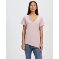 DRICOPER DENIM - Yenny V Neck Tee - T-Shirts & Singlets (Dusty Pink) Yenny V-Neck Tee