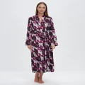 David Lawrence - Flore Silk Robe - Sleepwear (PLUM MULTI) Flore Silk Robe