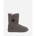 Ozwear Connection Uggs - Ugg Classic Short Button Boots (Water Resistant) - Boots (GREY) Ugg Classic Short Button Boots (Water Resistant)