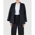 Amelius - Azure Linen Blazer - Blazers (Black) Azure Linen Blazer