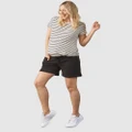 Angel Maternity - Maternity Cotton Summer Shorts - Shorts (Black) Maternity Cotton Summer Shorts