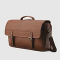 Samsonite - Sam Classic Leather Flapover - Travel and Luggage (Brown) Sam Classic Leather Flapover