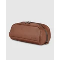Samsonite - Sam Classic Leather Travel Kit - Toiletry Bags (Brown) Sam Classic Leather Travel Kit
