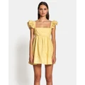 SOFIA The Label - Luna Babydoll Frill Mini Dress - Dresses (Yellow) Luna Babydoll Frill Mini Dress
