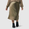 Ripe Maternity - Lexie Satin Skirt - Skirts (Olive) Lexie Satin Skirt