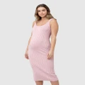 Ripe Maternity - Carmen Rib Knit Dress - Bodycon Dresses (Pink) Carmen Rib Knit Dress