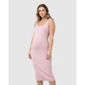 Ripe Maternity - Carmen Rib Knit Dress - Bodycon Dresses (Pink) Carmen Rib Knit Dress