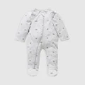 Purebaby - Zip Growsuit Babies - Longsleeve Rompers (Solid Grey Leaf) Zip Growsuit - Babies