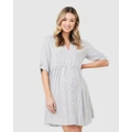 Ripe Maternity - Sam Stripe Dress - Dresses (Slate/White) Sam Stripe Dress