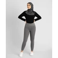 Hijab House - Seamless Mid Rise Legging - Sports Tights (Grey) Seamless Mid Rise Legging