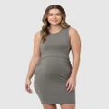 Ripe Maternity - Organic Nursing Tank Dress - Bodycon Dresses (Moss) Organic Nursing Tank Dress