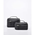 Cobb & Co - Empire Leather Beauty Case 2 Piece Set - Toiletry Bags (Black) Empire Leather Beauty Case 2 Piece Set