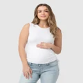 Ripe Maternity - Jodie Ruched Rib Tank - Maternity Singlets (White) Jodie Ruched Rib Tank