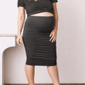 Angel Maternity - Maternity Midi Skirt in Black - Skirts (Black) Maternity Midi Skirt in Black