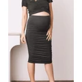 Angel Maternity - Maternity Midi Skirt in Black - Skirts (Black) Maternity Midi Skirt in Black