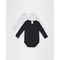 Bonds Baby - Wonderbodies Long Sleeve Bodysuit 2 Pack Babies - Bodysuits (Black Grey) Wonderbodies Long Sleeve Bodysuit 2 Pack - Babies