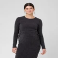 Ripe Maternity - Amber Ruched Long Sleeve Top - Tops (Dark Charcoal) Amber Ruched Long Sleeve Top
