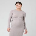 Ripe Maternity - Amber Ruched Long Sleeve Top - Tops (Sand) Amber Ruched Long Sleeve Top