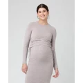Ripe Maternity - Amber Ruched Long Sleeve Top - Tops (Sand) Amber Ruched Long Sleeve Top
