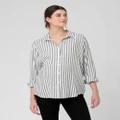 Ripe Maternity - Lou Stripe Shirt - Shirts & Polos (BkWhite) Lou Stripe Shirt