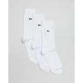 Lacoste - 3 Pack Cotton Pique Socks - Crew Socks (White) 3-Pack Cotton Pique Socks