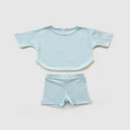 WITH LOVE FOR KIDS - Easy Set Wide Ribbed Babies Kids - Shorts (Sky) Easy Set Wide Ribbed - Babies - Kids