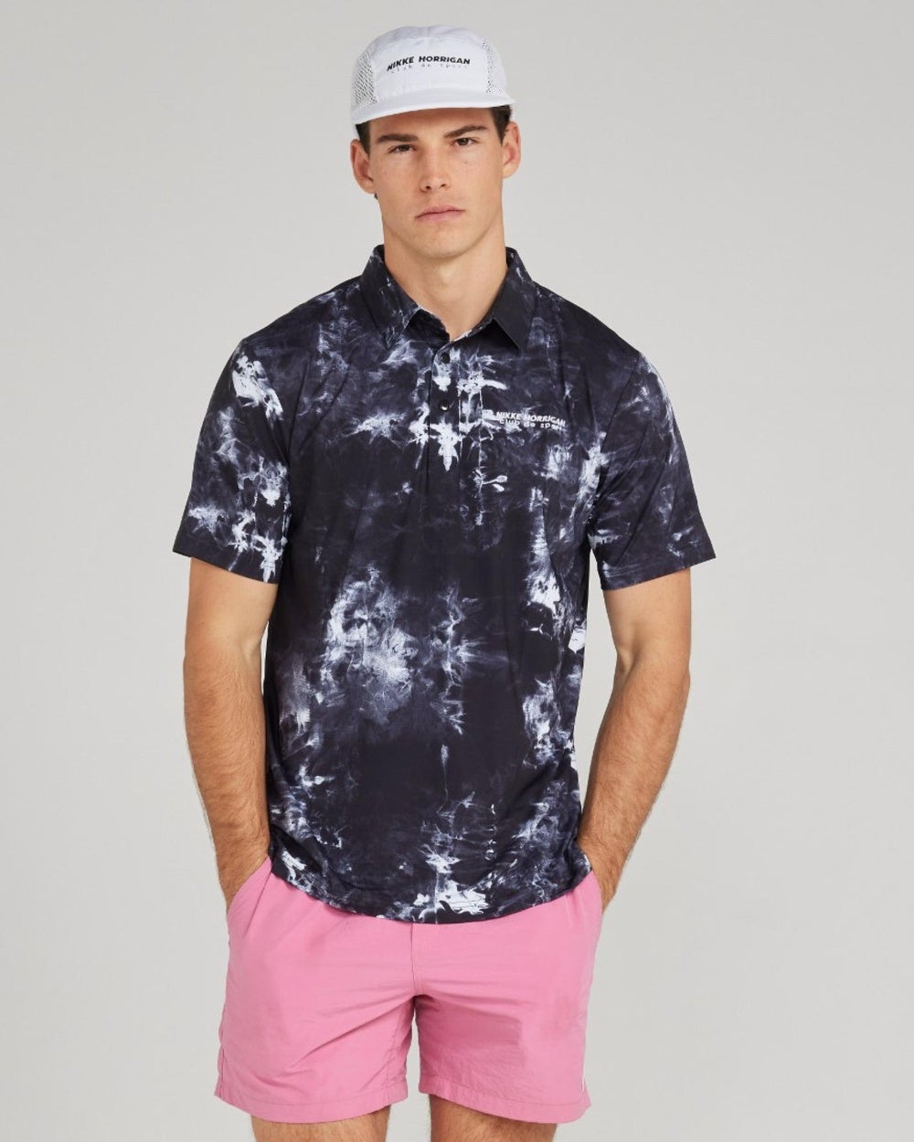 Nikke Horrigan - Tie Dye Sports Polo - Casual shirts (Black And White) Tie Dye Sports Polo