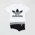 adidas Originals - Trefoil Shorts Tee Set Kids - Long Sleeve T-Shirts (White) Trefoil Shorts Tee Set Kids