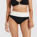 JETS - Versa Rib Fold Down High Waisted Bikini Bottom - Bikini Set (Black/Crm) Versa Rib Fold Down High Waisted Bikini Bottom