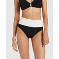 JETS - Versa Rib Fold Down High Waisted Bikini Bottom - Bikini Set (Black/Crm) Versa Rib Fold Down High Waisted Bikini Bottom