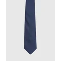 Oxford - Navy Solid Woven Tie - Ties (Blue Dark) Navy Solid Woven Tie