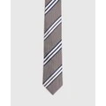 Oxford - Navy And Silver Stripe Tie - Ties (Blue Medium) Navy And Silver Stripe Tie