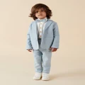 Designer Kidz - Oscar Linen Suit Jacket - Blazers (Ice Blue) Oscar Linen Suit Jacket