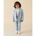 Designer Kidz - Oscar Linen Suit Jacket - Blazers (Ice Blue) Oscar Linen Suit Jacket