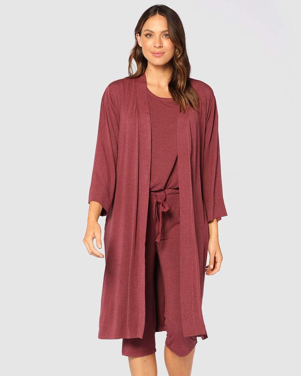 Bamboo Body - Sleepwear Robe - Sleepwear (Burgundy) Sleepwear Robe