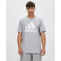 adidas Sportswear - Essentials Single Jersey Big Logo Tee - Short Sleeve T-Shirts (Medium Grey Heather) Essentials Single Jersey Big Logo Tee