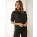 Atmos&Here - Elisa Recycled Blouse - Tops (Black) Elisa Recycled Blouse