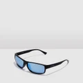 Hawkers Co - Black Blue Chrome Faster Raw Sunglasses for Men and Women UV400 - Sunglasses (Black) Black Blue Chrome Faster Raw Sunglasses for Men and Women UV400
