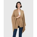 Forcast - Braelyn Knit Shawl Cape - Jumpers & Cardigans (Beige) Braelyn Knit Shawl Cape