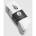 Volcom - Full Stone Socks 3 Pack - Socks & Tights (White) Full Stone Socks 3-Pack