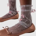 High Heel Jungle - Papillon Tulle Sock - Socks & Stockings (White) Papillon Tulle Sock