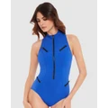 Magicsuit - Coco Sporty Zip Up Tummy Control Swimsuit - One-Piece / Swimsuit (Blue) Coco Sporty Zip Up Tummy Control Swimsuit