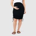 Ripe Maternity - Edie Ruched Rib Skirt - Skirts (Black) Edie Ruched Rib Skirt