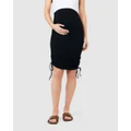 Ripe Maternity - Edie Ruched Rib Skirt - Skirts (Black) Edie Ruched Rib Skirt