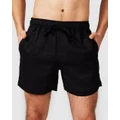 Vacay Swimwear - Black Linen Shorts - Shorts (Black) Black Linen Shorts
