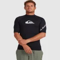 Quiksilver - Mens All Time Short Sleeve Rash Vest - Swimwear (BLACK) Mens All Time Short Sleeve Rash Vest