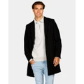 Brooksfield - Wool Blend Overcoat - Coats & Jackets (Navy) Wool Blend Overcoat